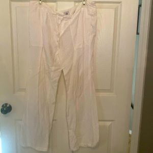 Cabi White linen drawstring pants. Size M.